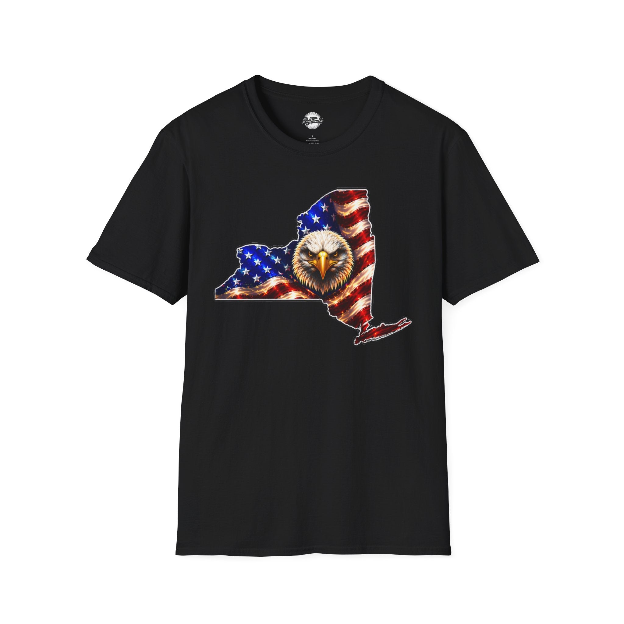 Patriotic New York State T-Shirt - American Flag Eagle Graphic