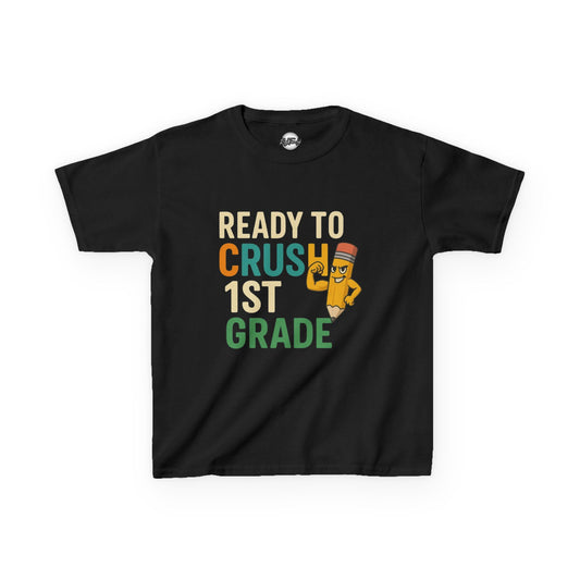Ready to Crush 1st Grade Kids Tee, Back to School Shirt, Funny Kids T-Shirt, Classroom Apparel, Birthday Gift for Boys