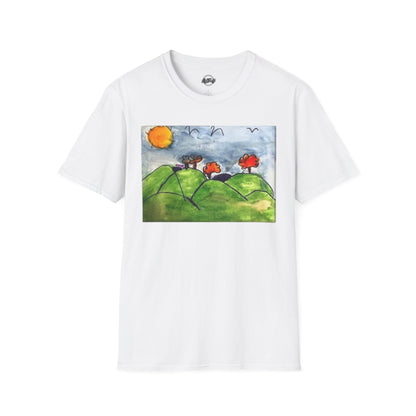Artistic Nature Unisex Softstyle T-Shirt - Colorful Scenic Design kid art