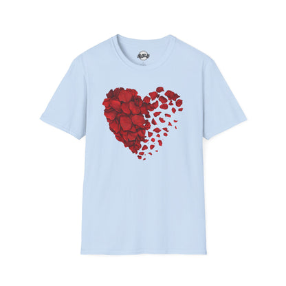 Disintegrating Rose Petal Heart T-Shirt — Floral Heart Design