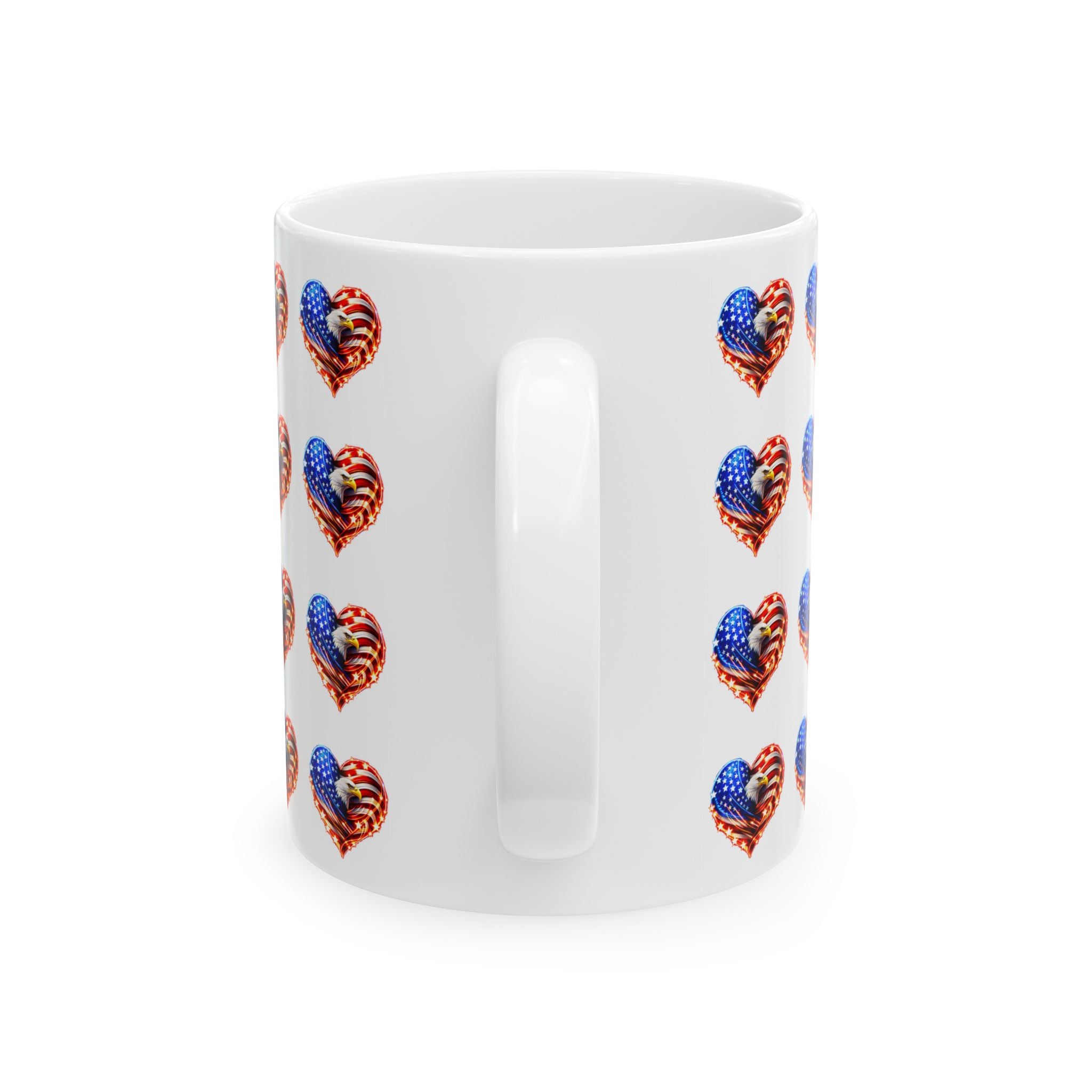 American Flag Heart Ceramic Mug — Patriotic 11oz/15oz Coffee Cup