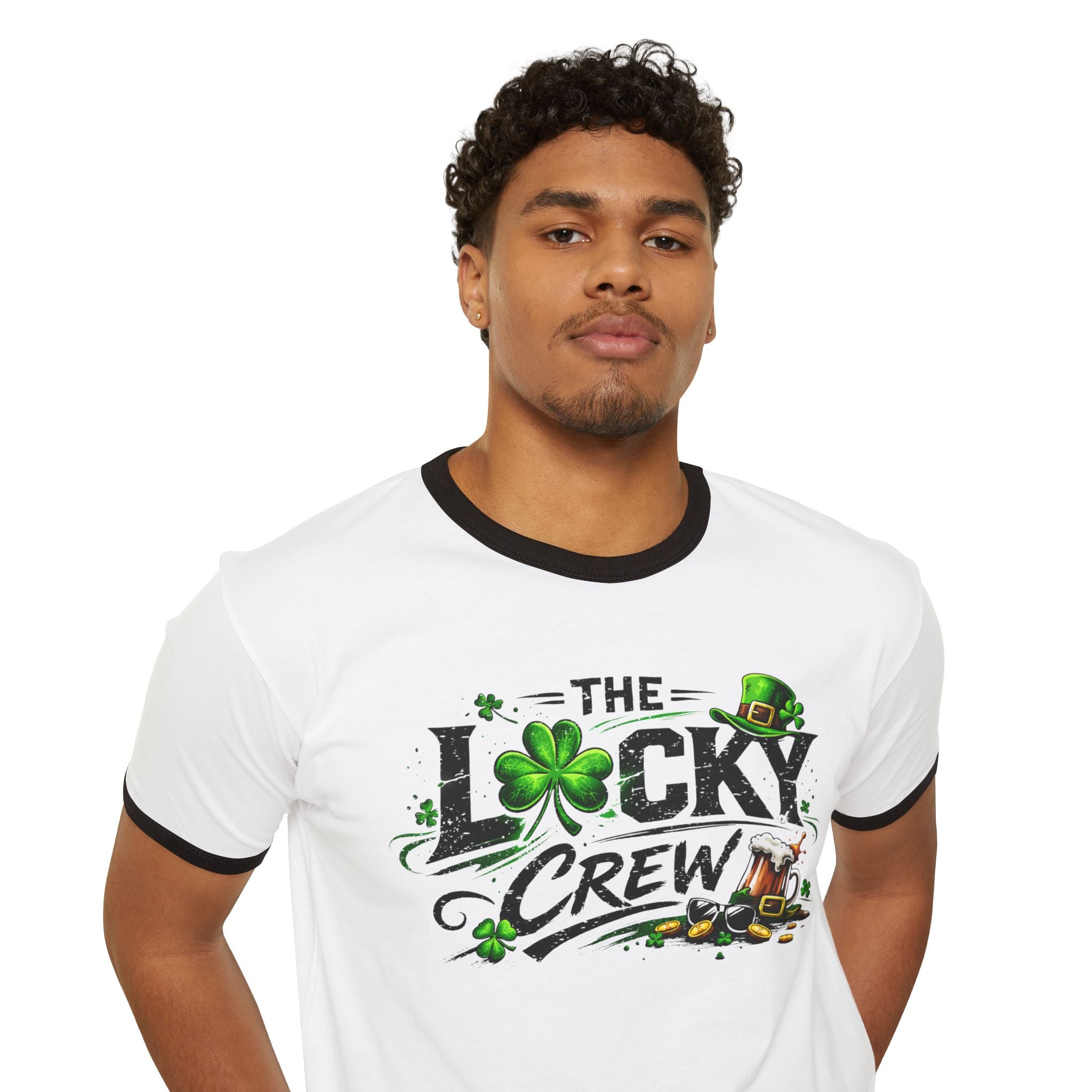 The Lucky Crew T‑Shirt — St. Patrick’s Day Shamrock Ringer Tee