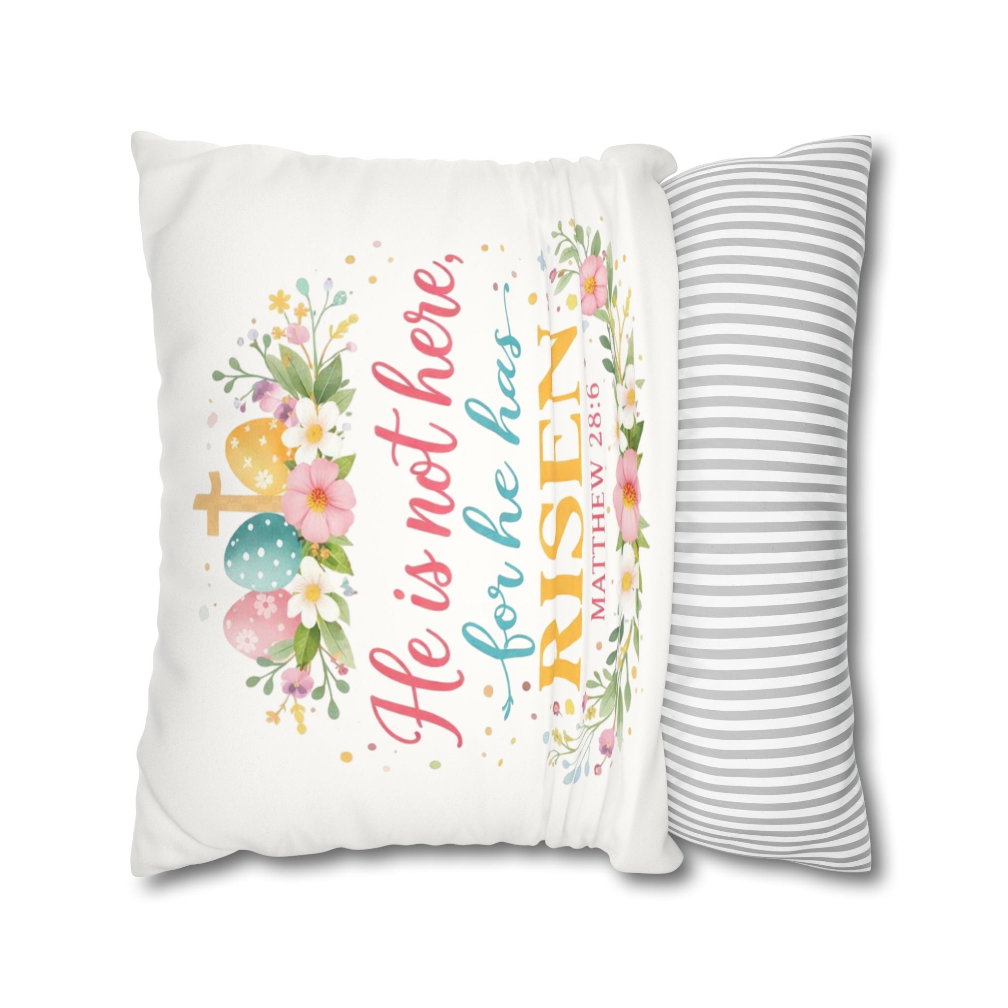 He Is Not Here for He Has Risen Pillowcase | Easter Scripture Decorative Pillow
