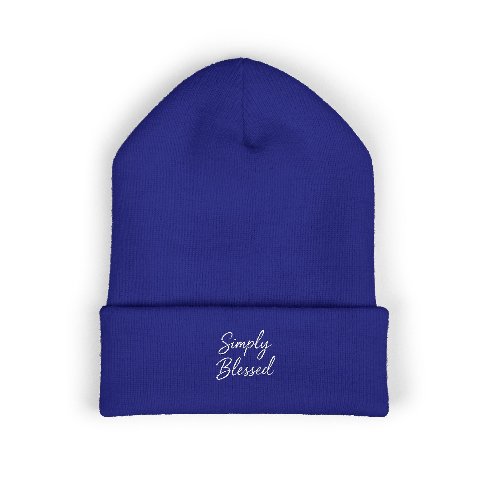 Simply Blessed Embroidered Beanie - Cozy Classic Knitted Hat for Everyday Wear