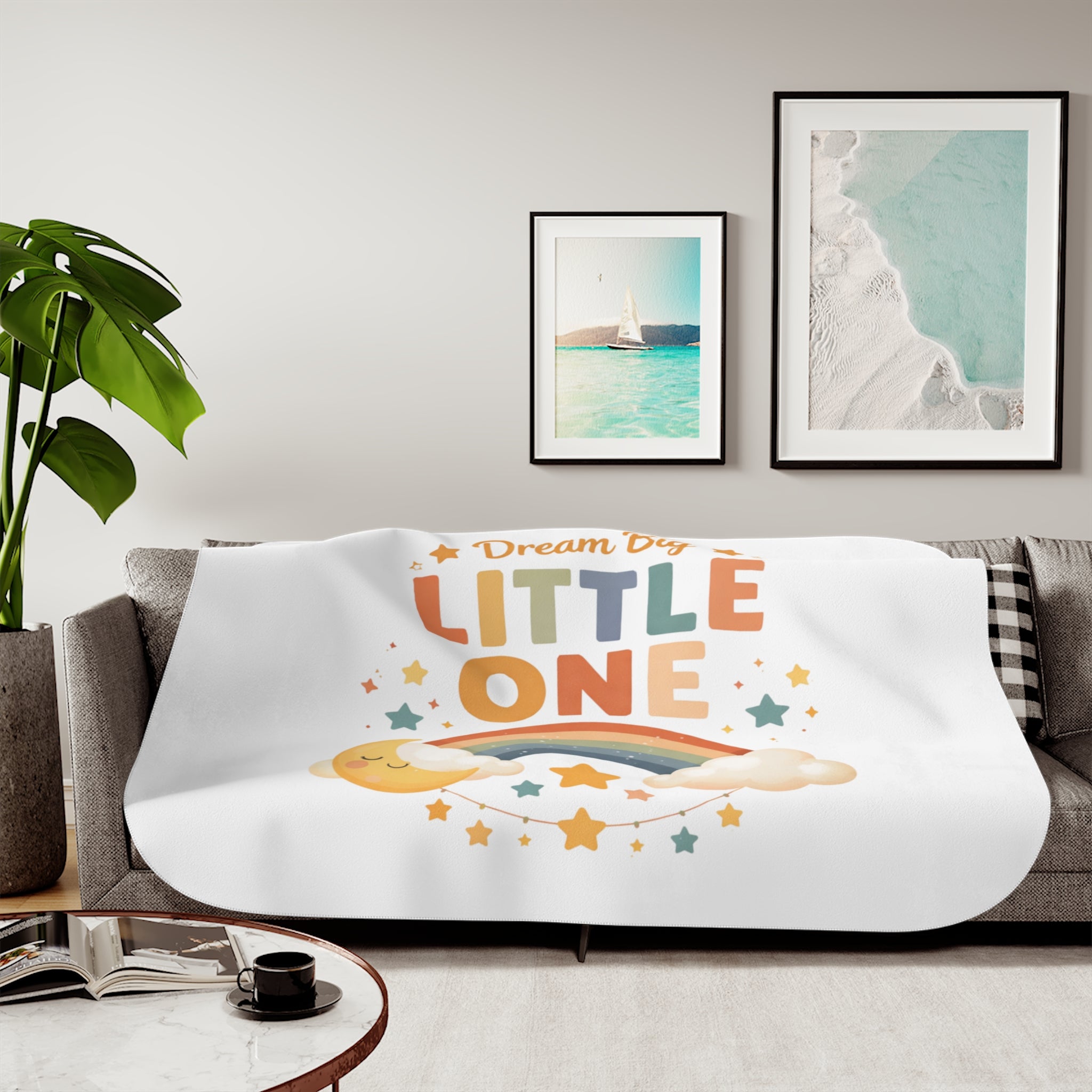 Dream Big Little One Sherpa Blanket — Baby Nursery Rainbow Throw