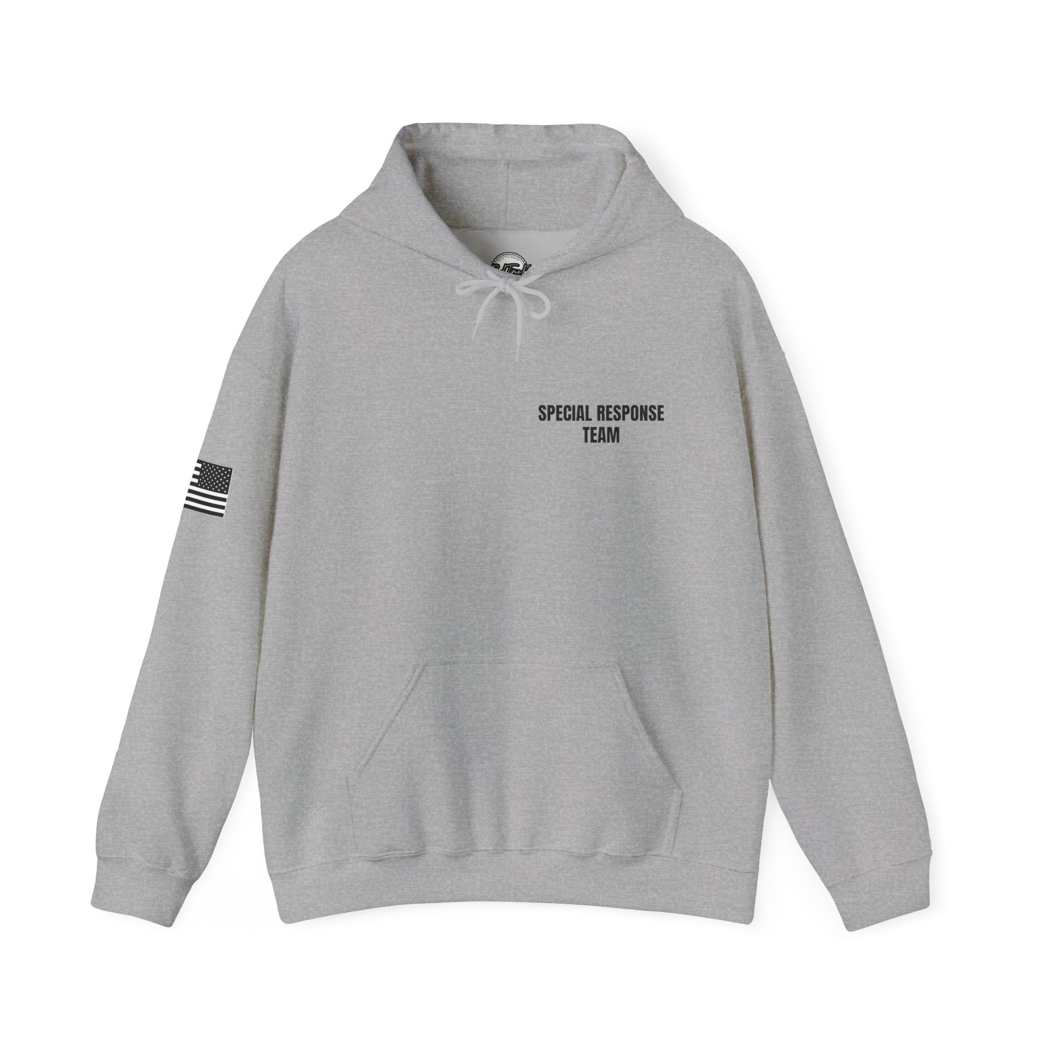 SRT Hoodie 1 – Tactical Badge Back Print with Sleeve Flag