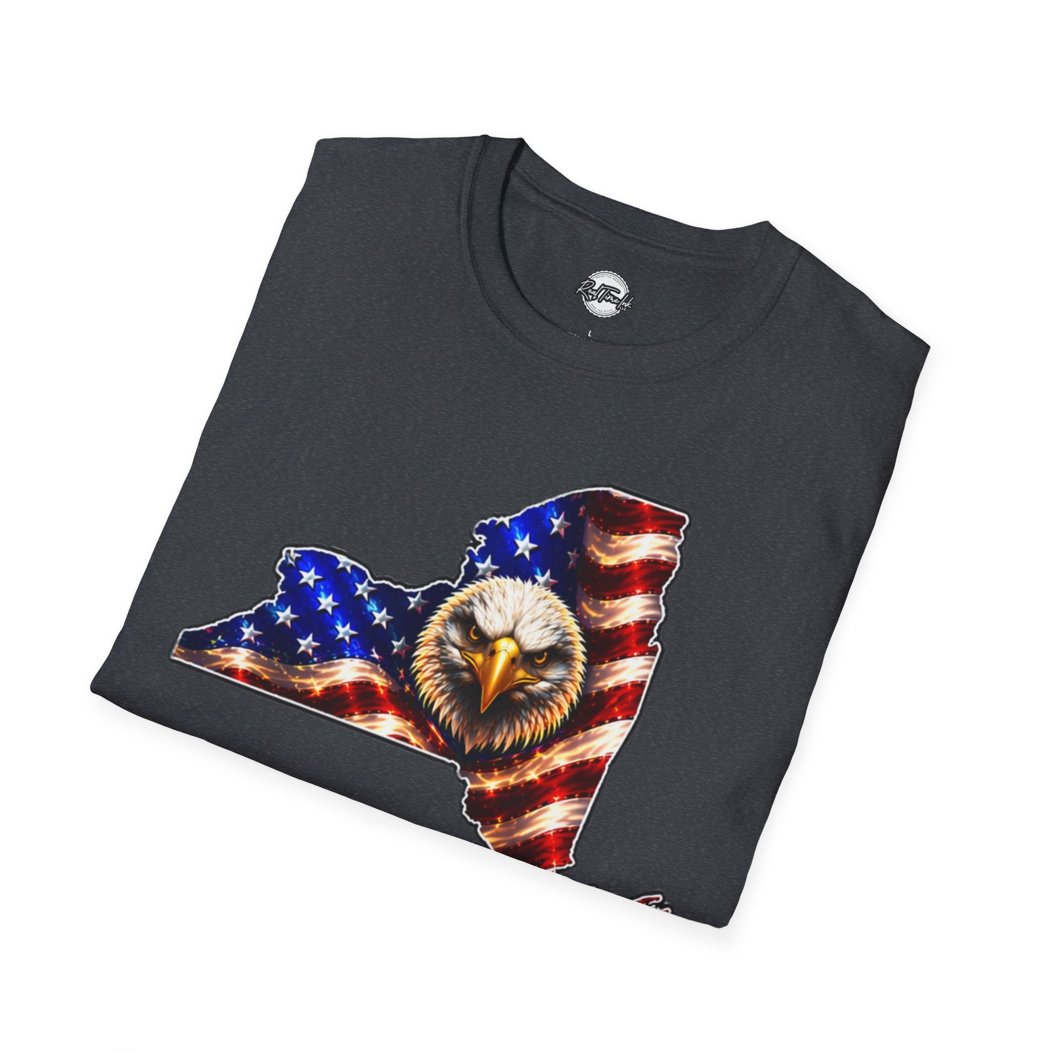 Patriotic New York State T-Shirt - American Flag Eagle Graphic