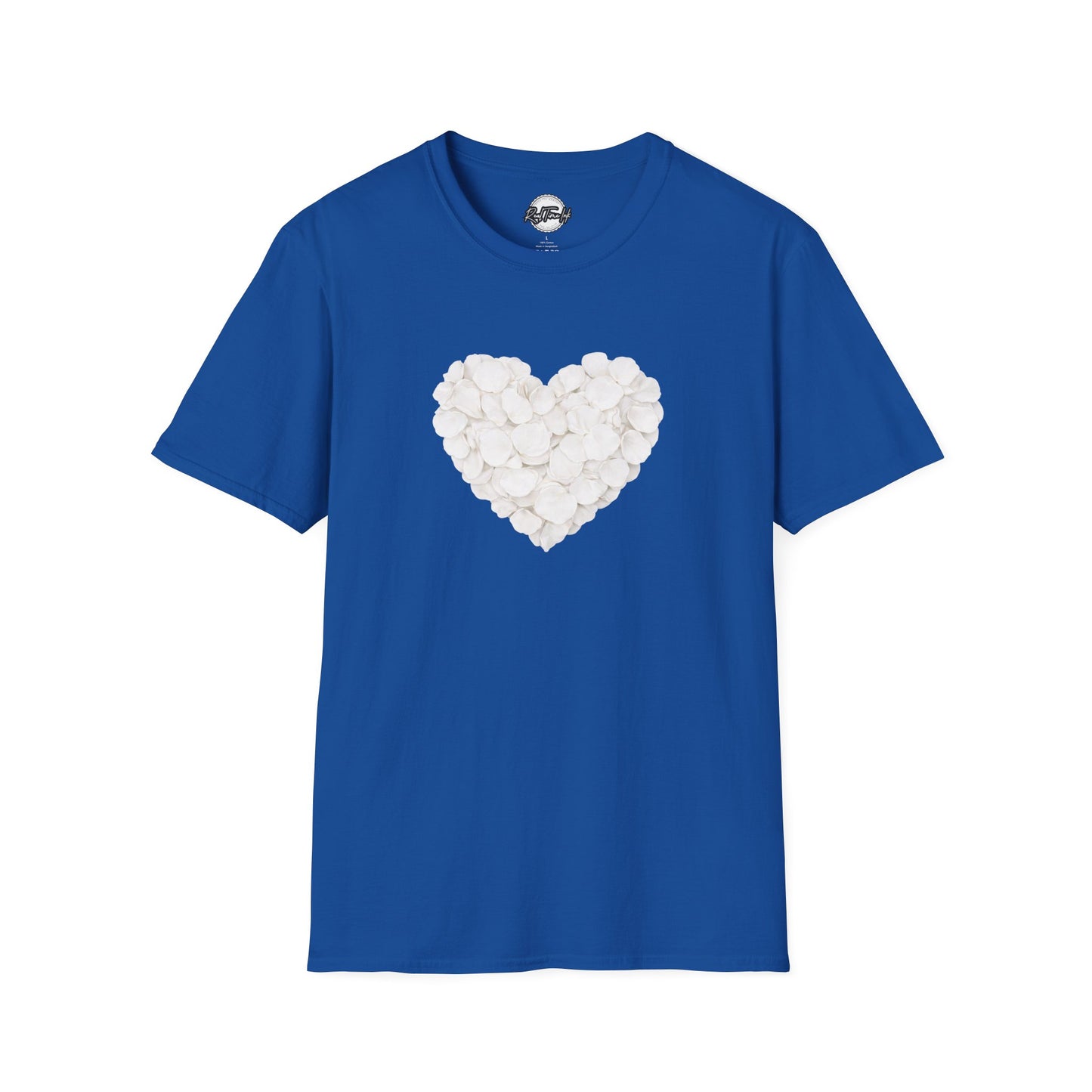 Heart of Roses Valentine's T-Shirt — White Floral Heart Graphic Tee for Women & Men