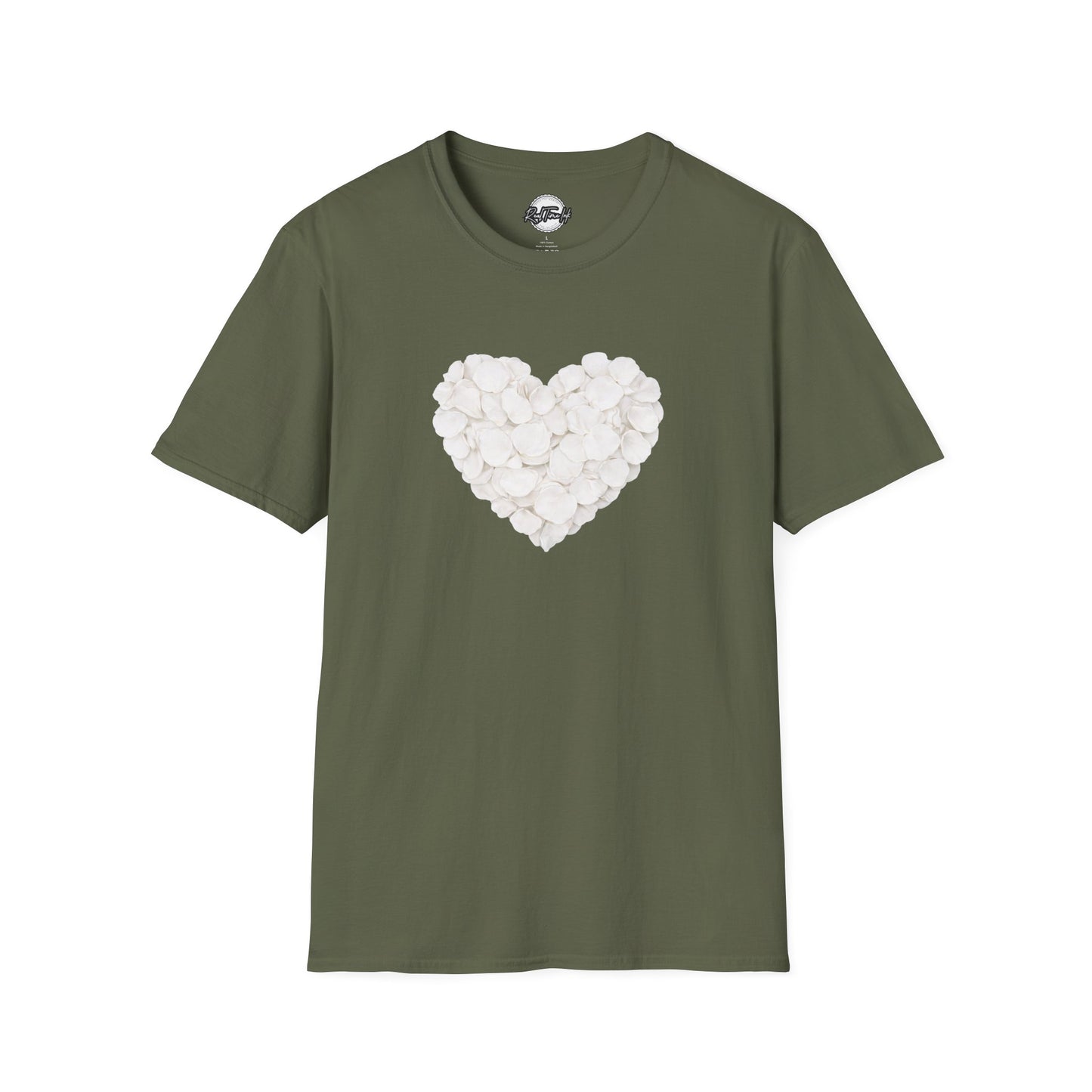Heart of Roses Valentine's T-Shirt — White Floral Heart Graphic Tee for Women & Men
