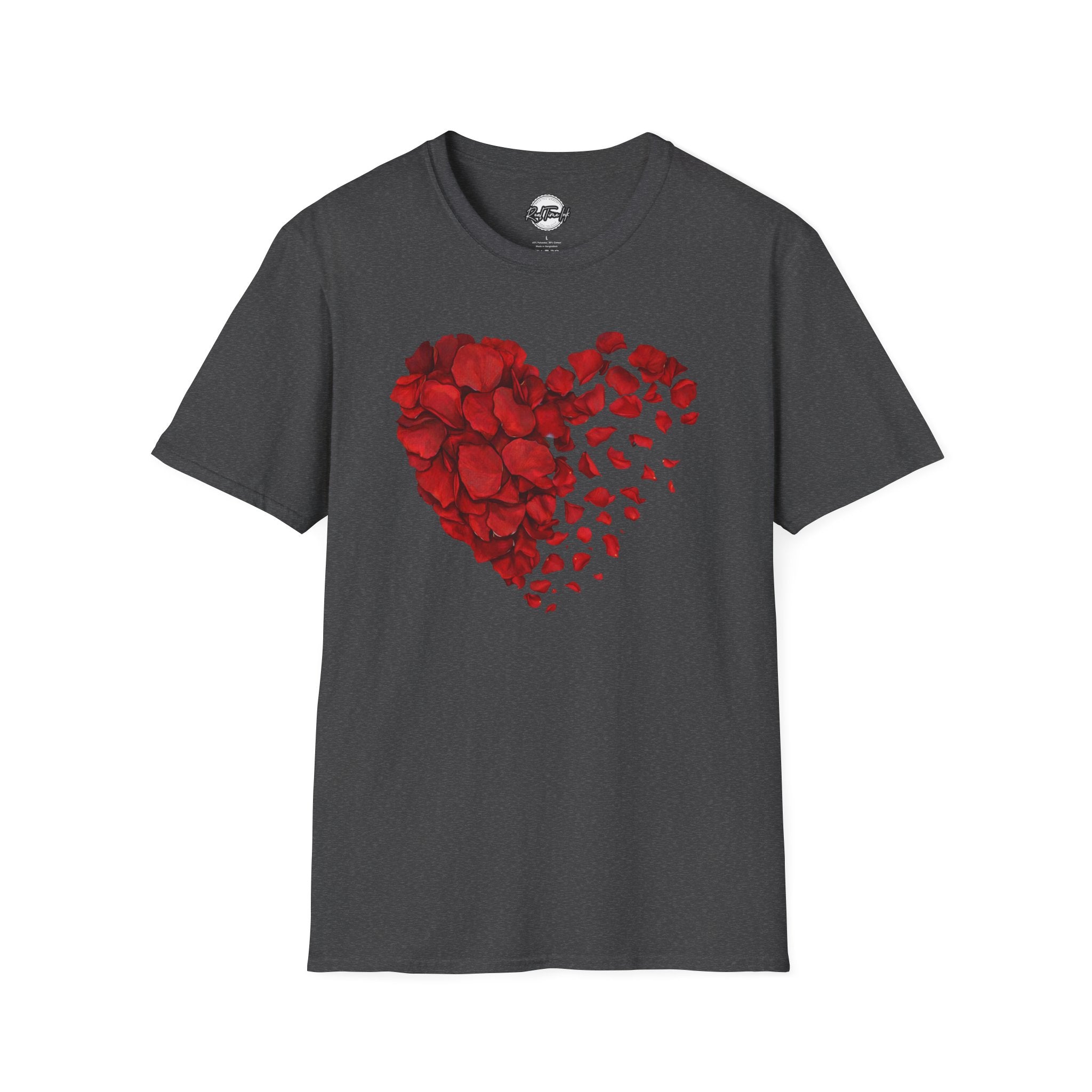 Disintegrating Rose Petal Heart T-Shirt — Floral Heart Design