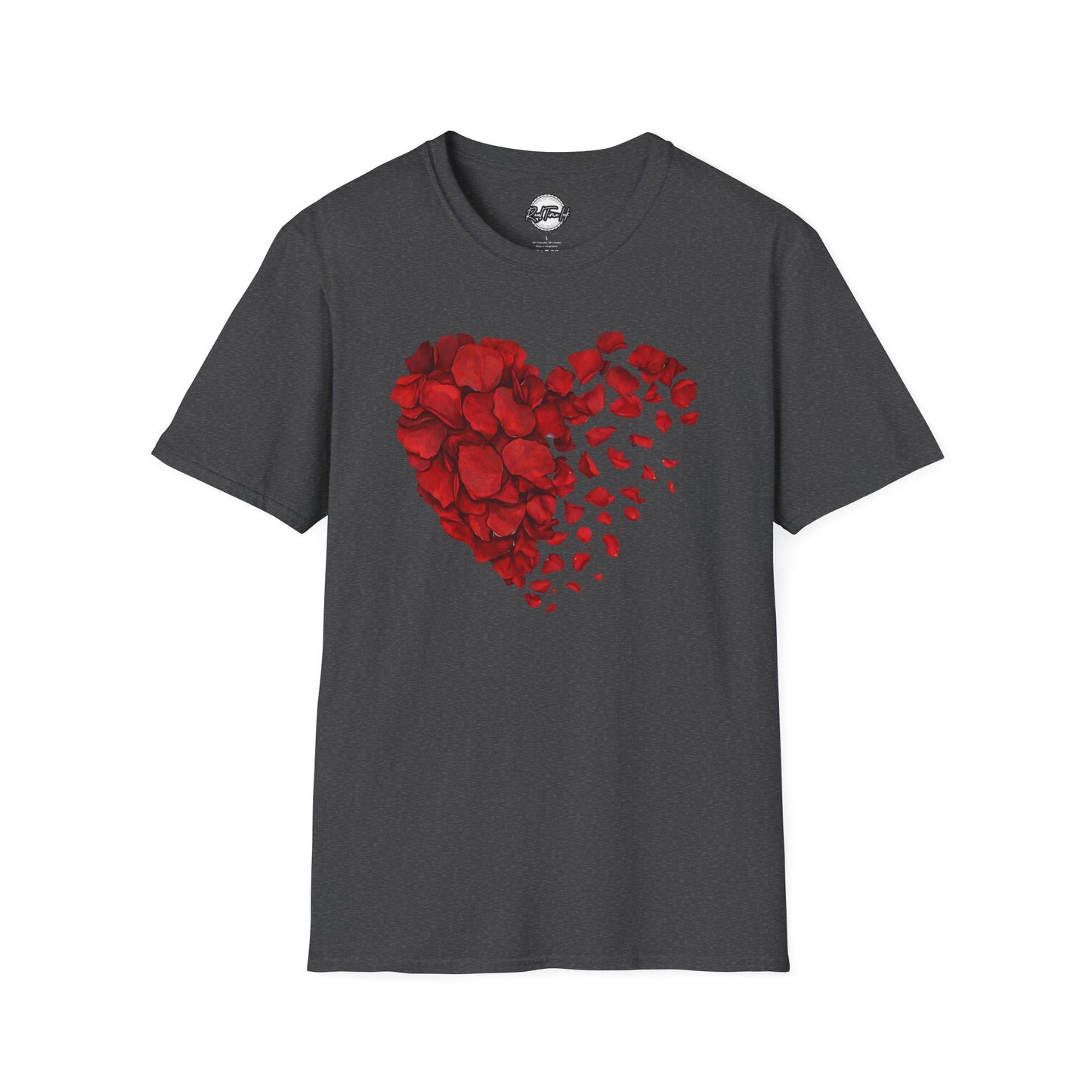Disintegrating Rose Petal Heart T-Shirt — Floral Heart Design