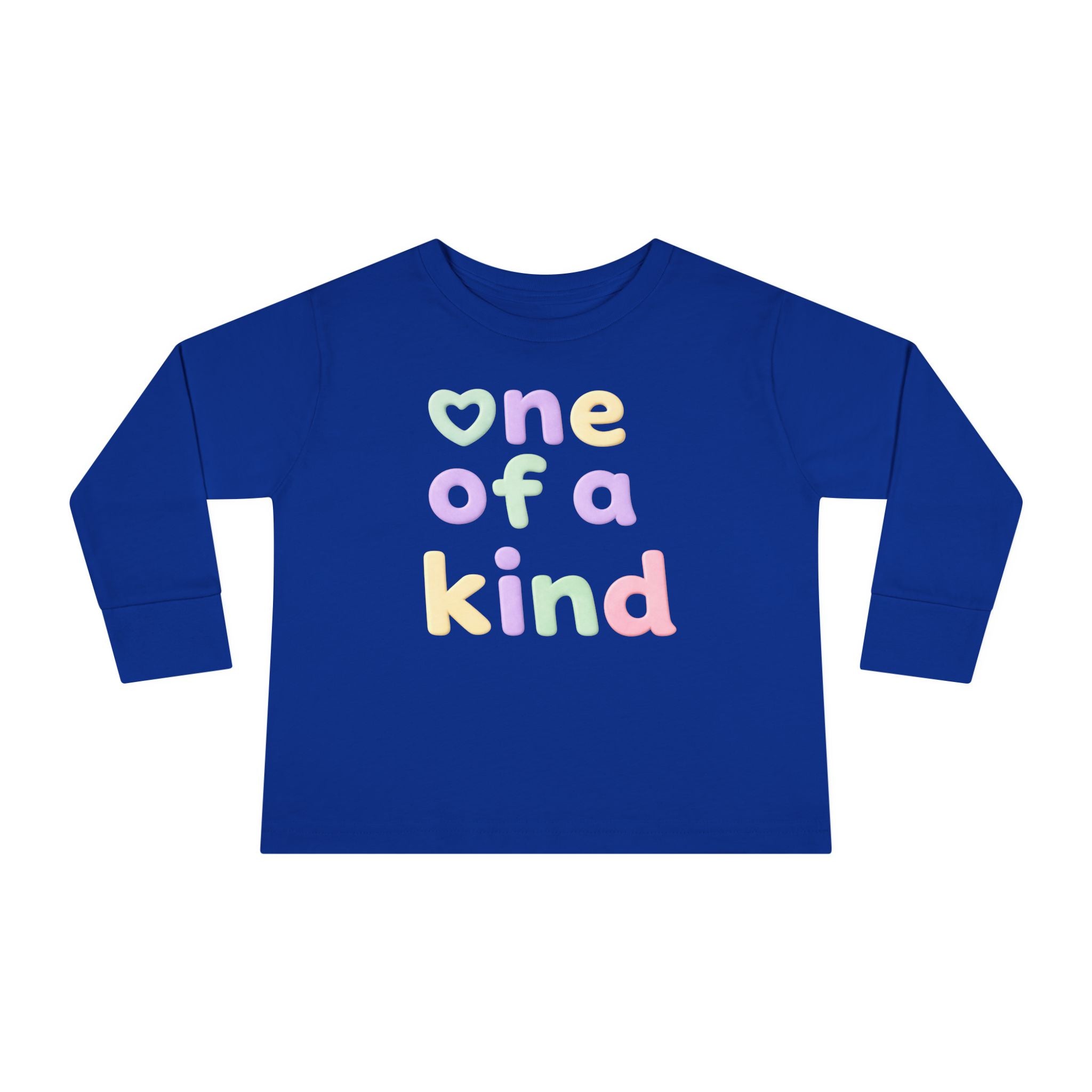 Toddler Long Sleeve Tee — "One of a Kind" Pastel Heart Graphic