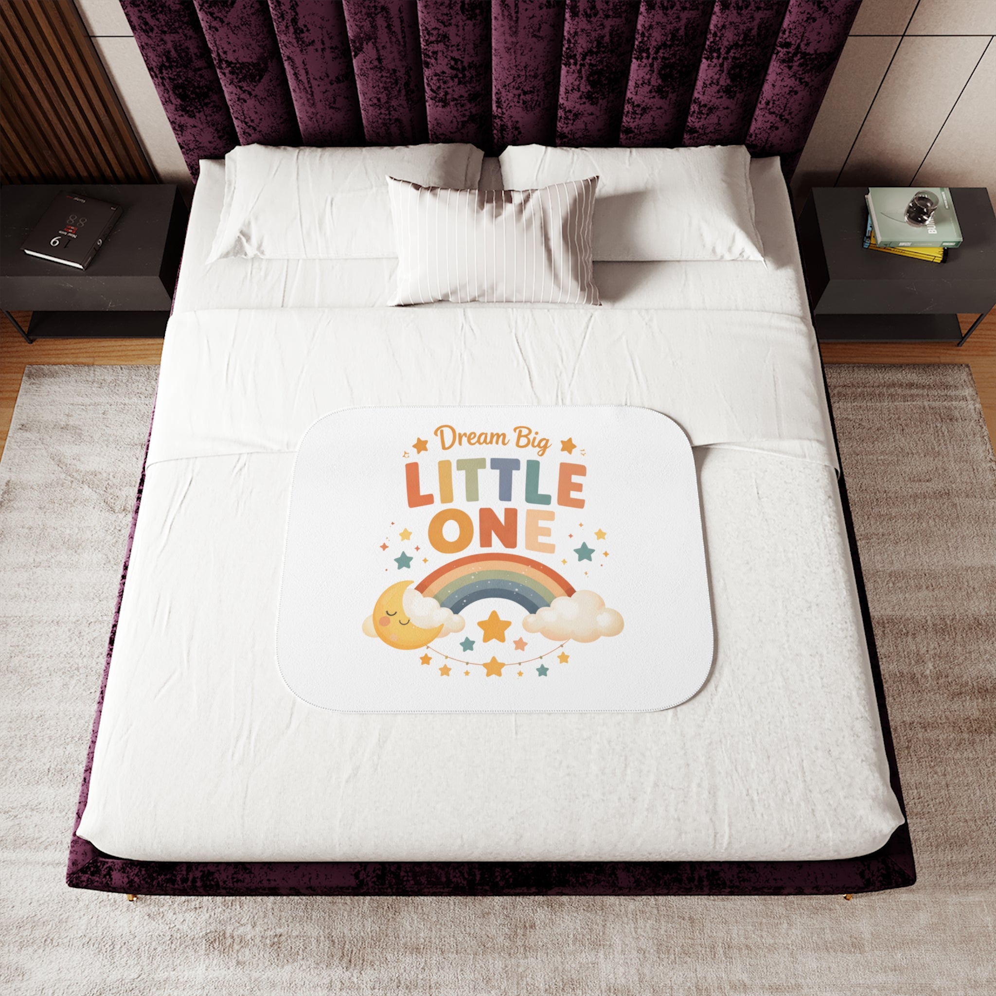Dream Big Little One Sherpa Blanket — Baby Nursery Rainbow Throw