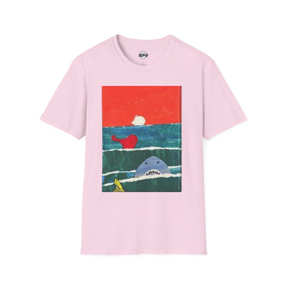 Playful Shark Art Unisex T-Shirt – Beach Vibes, Summer Fun, Gift for Ocean Lovers kids' art