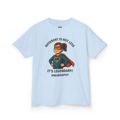 Kids Autism Superhero Tee - 'Different is Not Less, It's Legendary!'