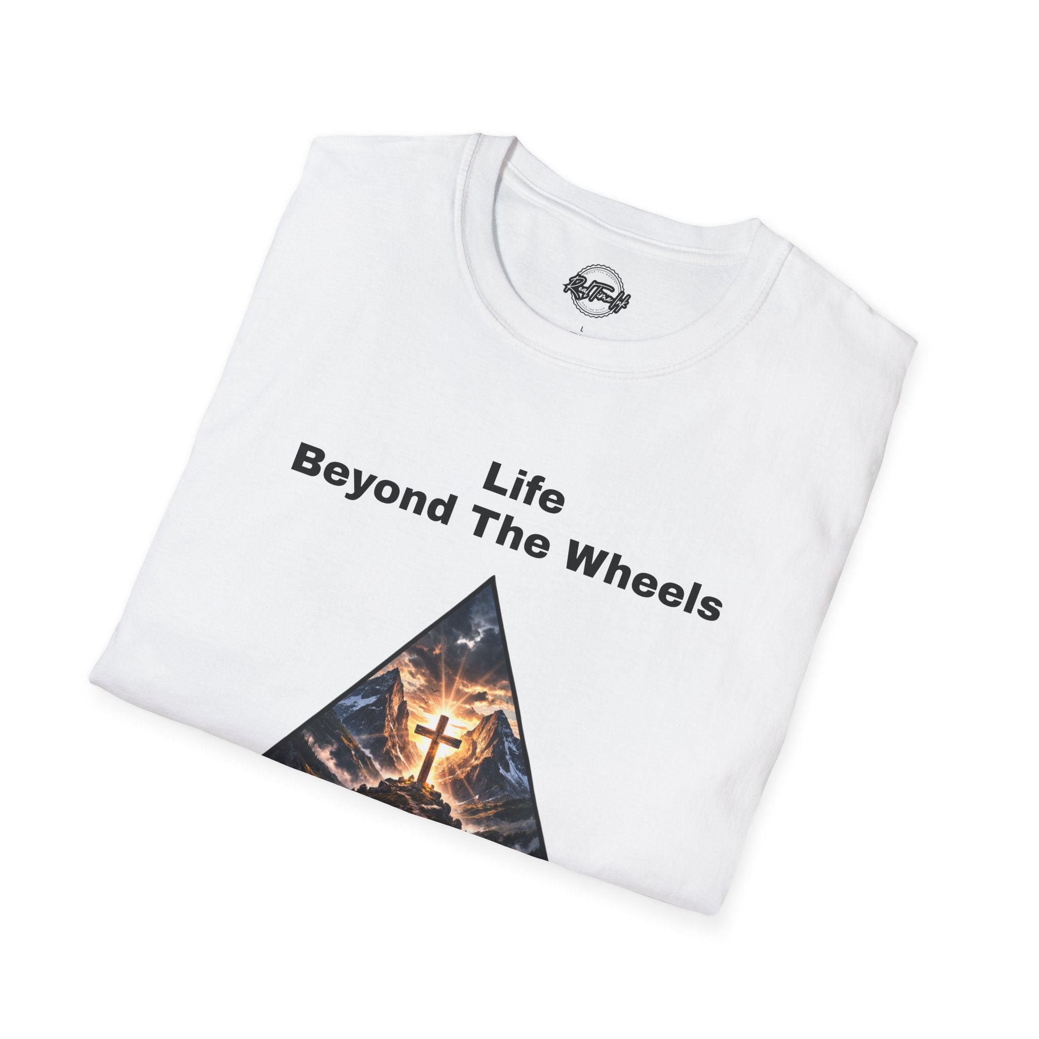Life Beyond The Wheels – Christian Inspirational Faith T-Shirt | Mountain Cross Wheelchair Design