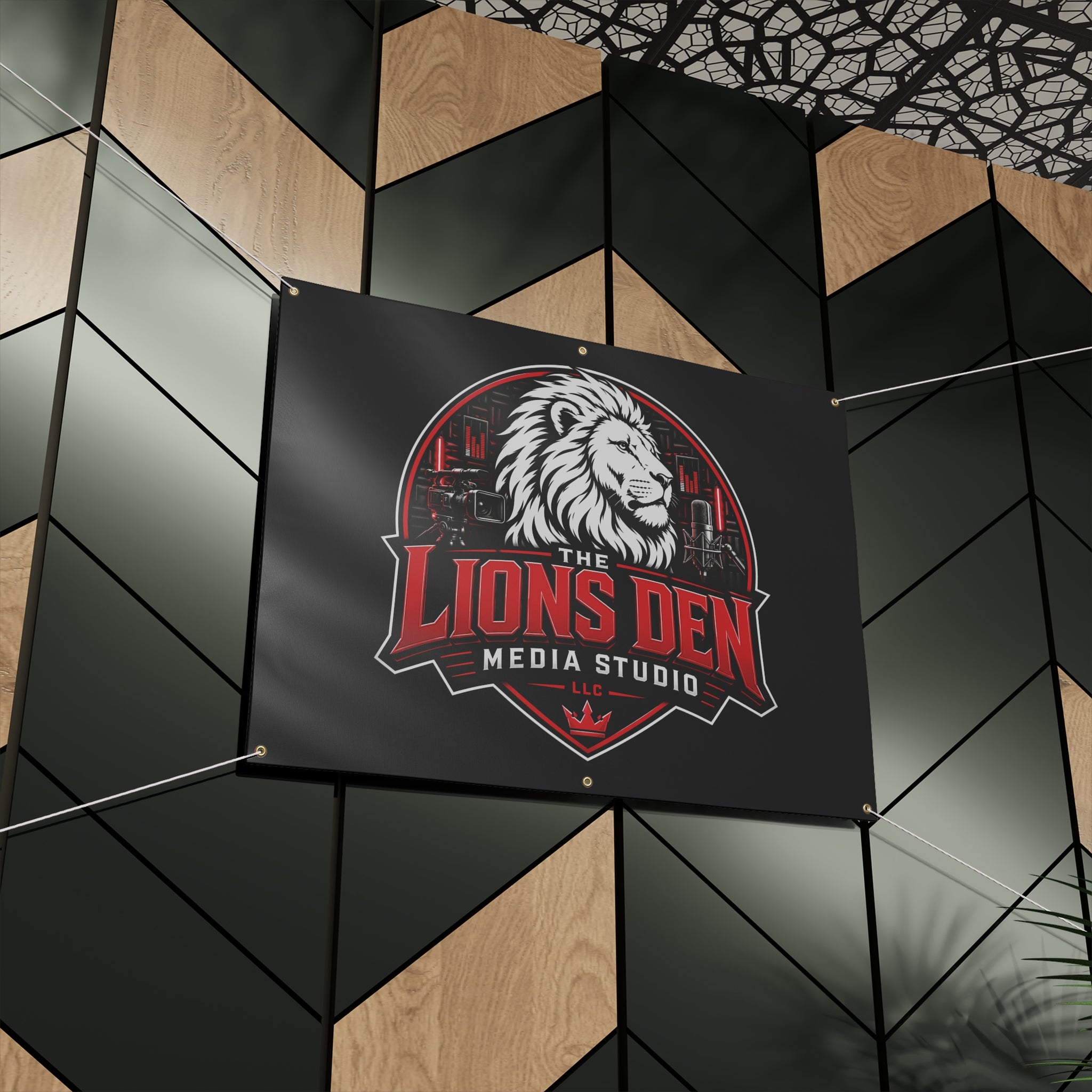 The Lions Den Media Studio Matte Banner