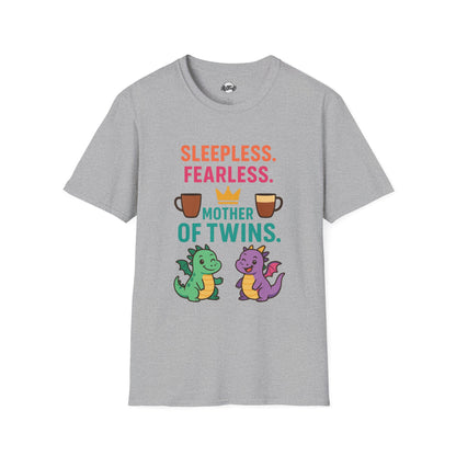 Mother of Twins T-Shirt - Sleepless & Fearless Unisex Tee