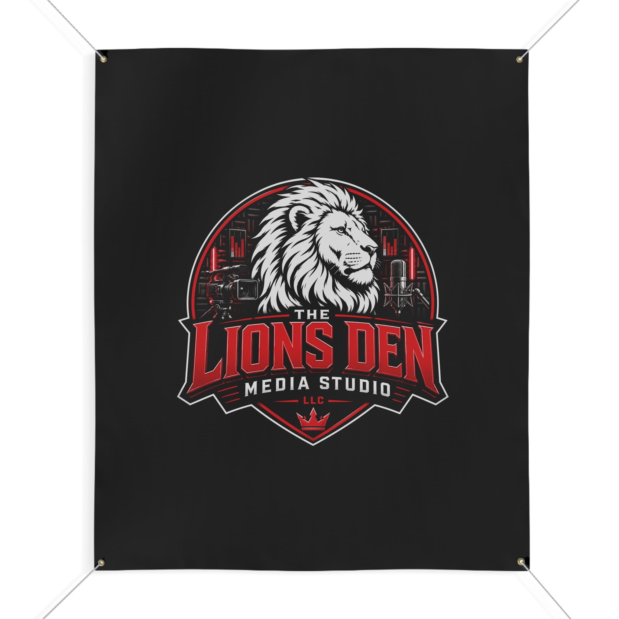 The Lions Den Media Studio Matte Banner