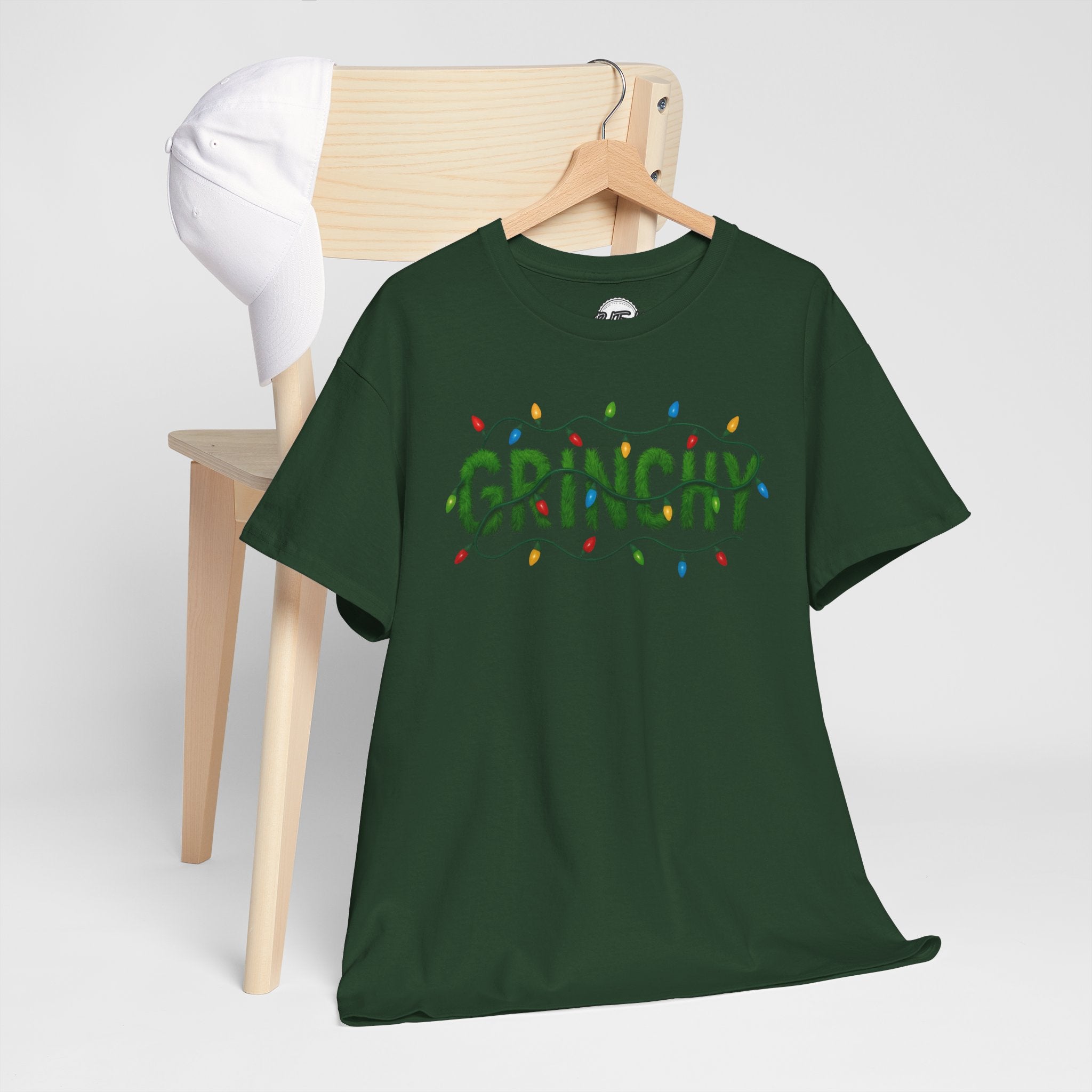 Grinchy Christmas Tee — Festive Lights Holiday Shirt