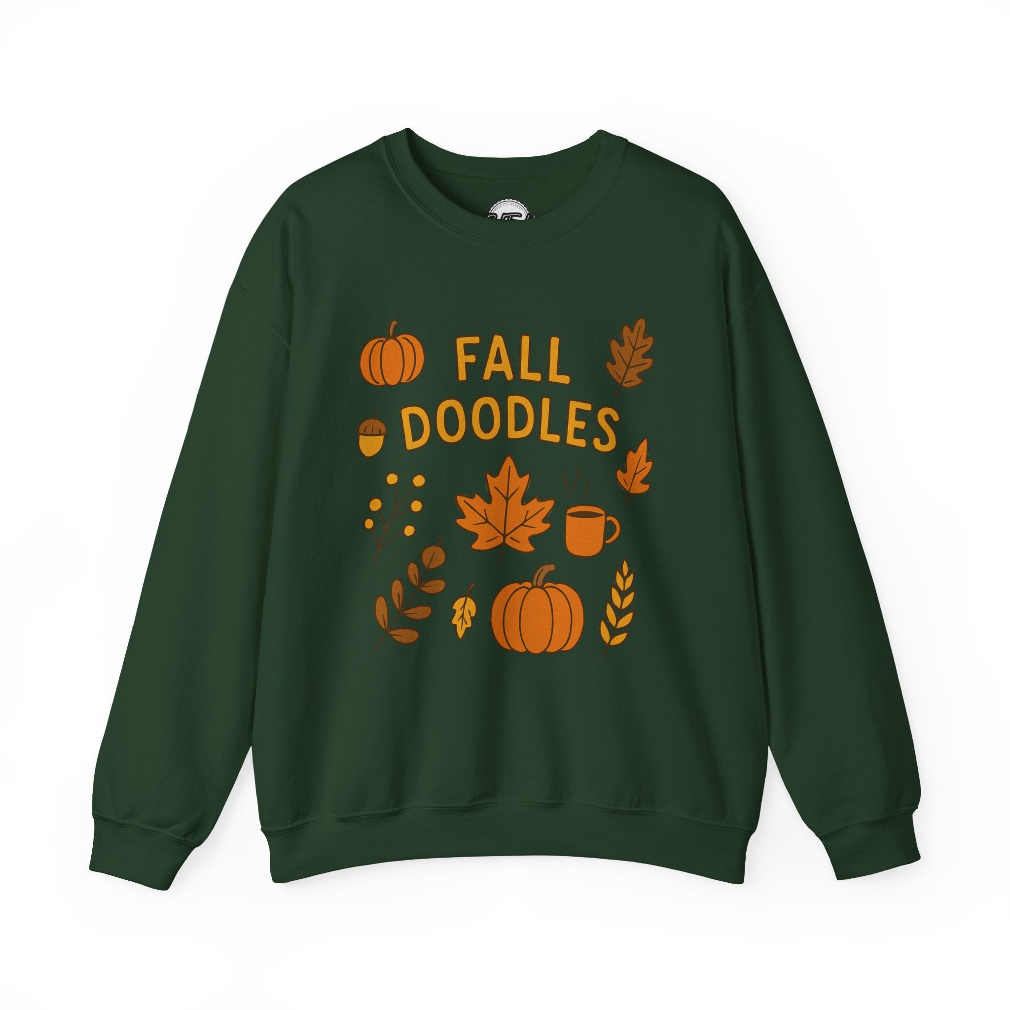 Cozy Fall Doodles Crewneck Sweatshirt, Pumpkin Sweatshirt, Autumn Apparel, Thanksgiving Gift, Warm Sweater for Relaxing