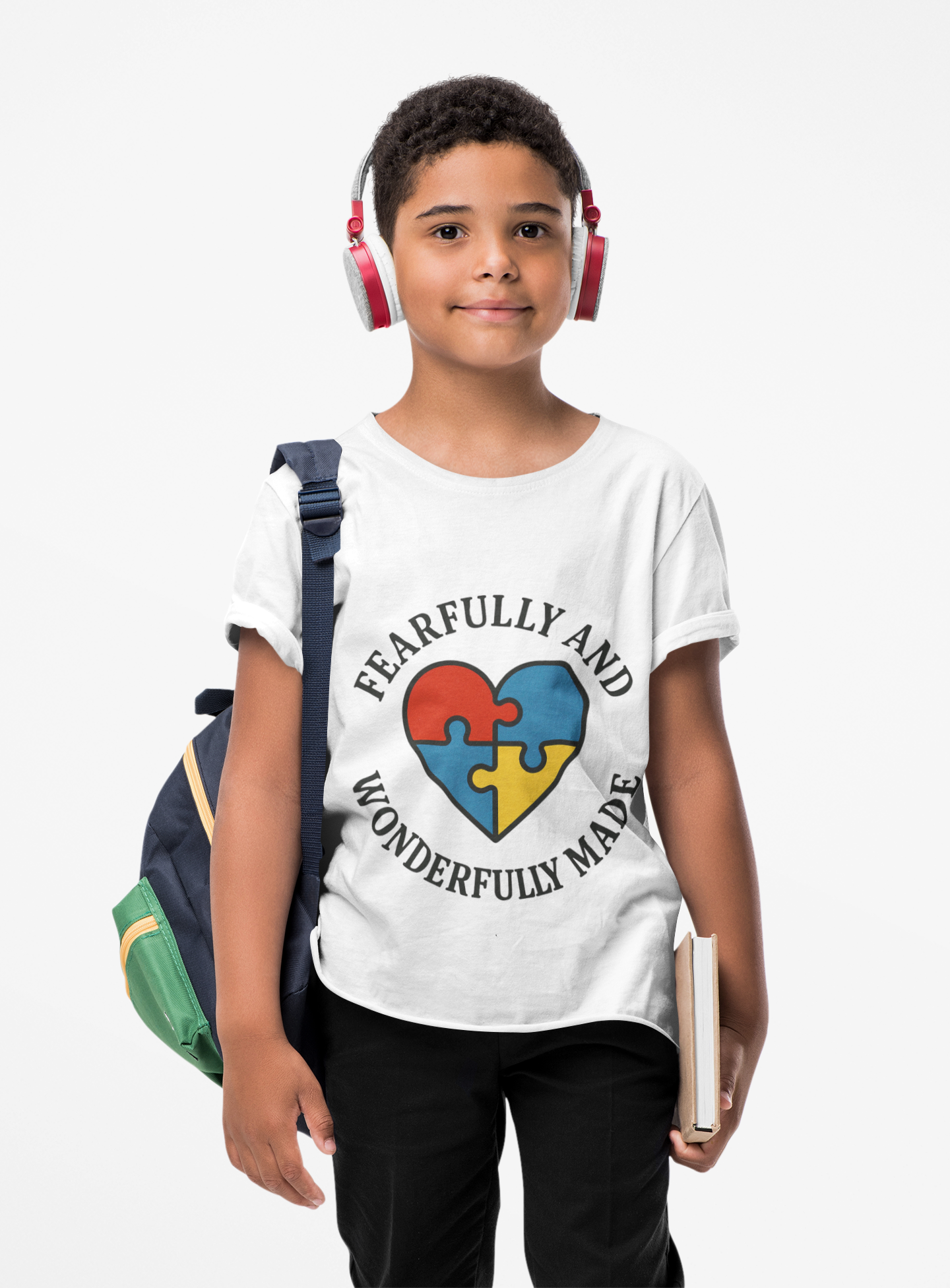 Fearfully and Wonderfully Made Kids Tee - Puzzle Heart Design