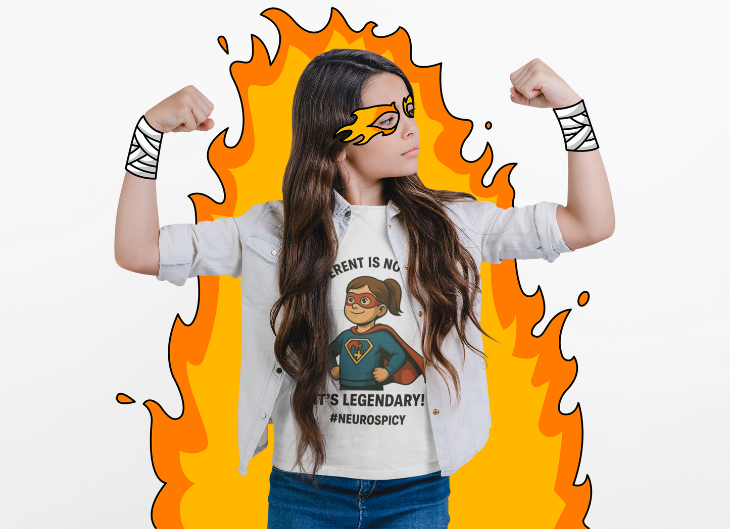 Kids Autism Superhero Tee - 'Different is Not Less, It's Legendary!'