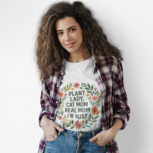 Plant Lady Cat Mom T-Shirt - Unisex Softstyle Tee for Nature Lovers