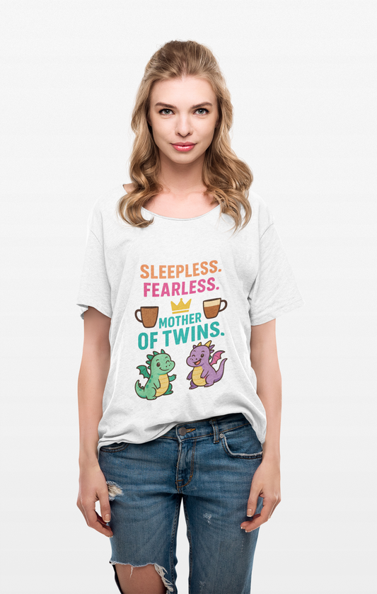 Mother of Twins T-Shirt - Sleepless & Fearless Unisex Tee