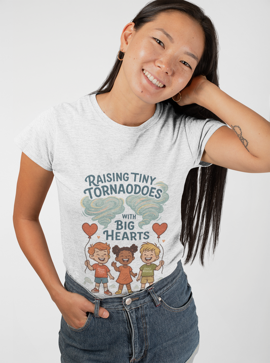 Raising Tiny Tornadoes Unisex Softstyle T-Shirt - Big Hearts Design