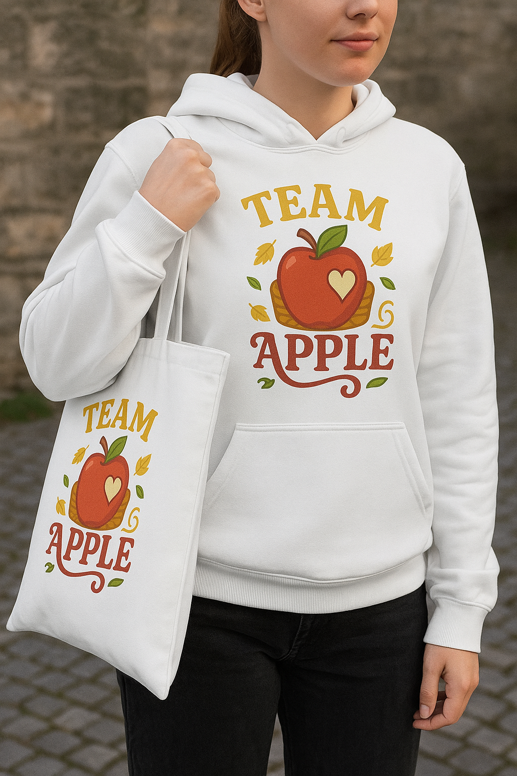 Team Apple Tote Bag | Fun Canvas Bag for Teachers, Students, Fall Events, Eco-Friendly Gift, Apple Lovers