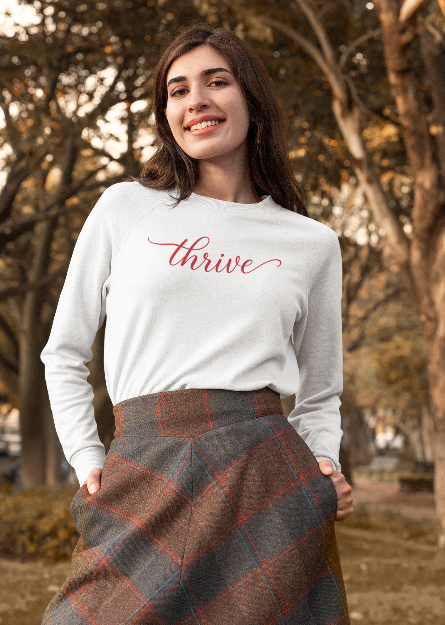 Thrive Motivational Crewneck Sweatshirt — Inspirational Script Pullover