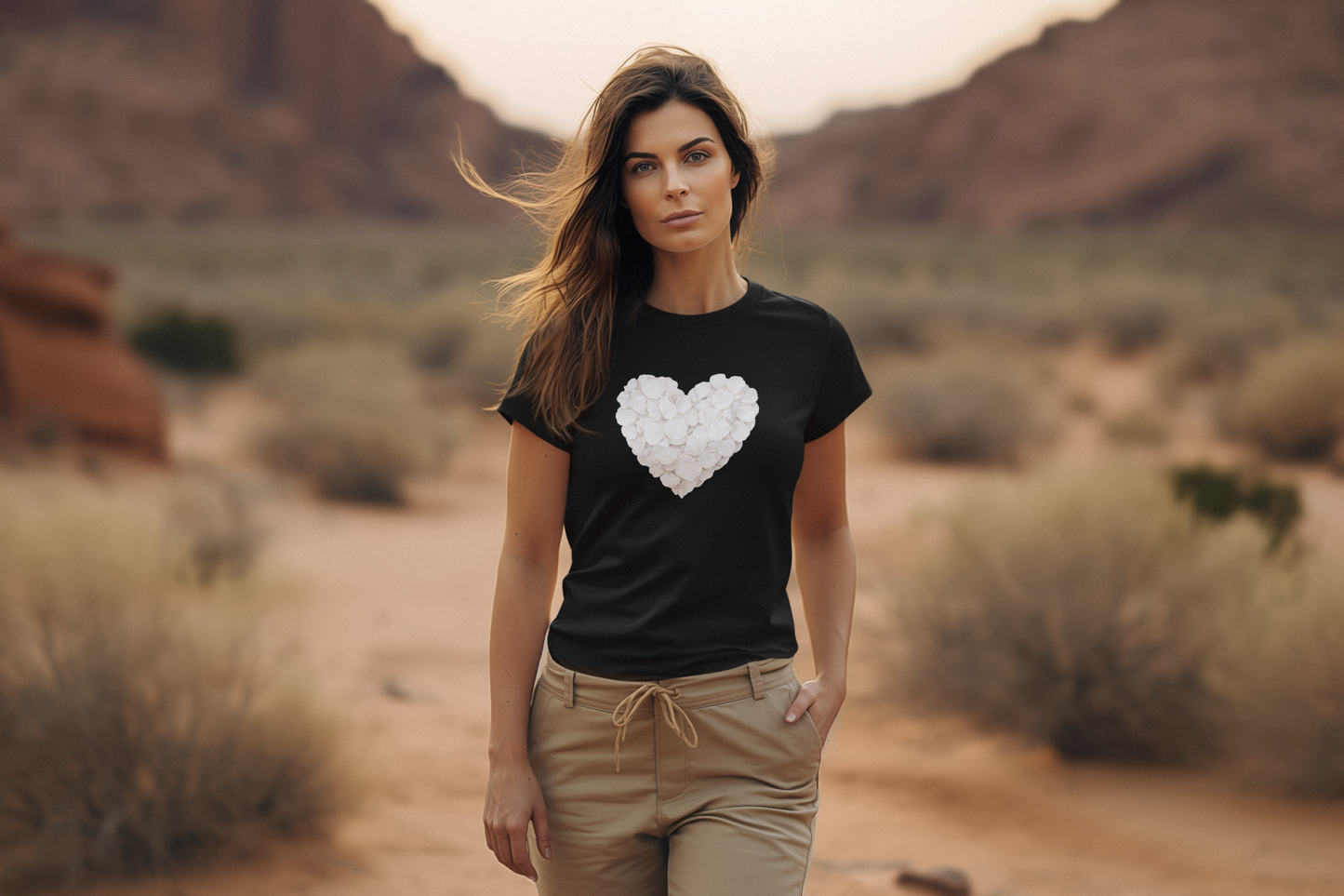 Heart of Roses Valentine's T-Shirt — White Floral Heart Graphic Tee for Women & Men