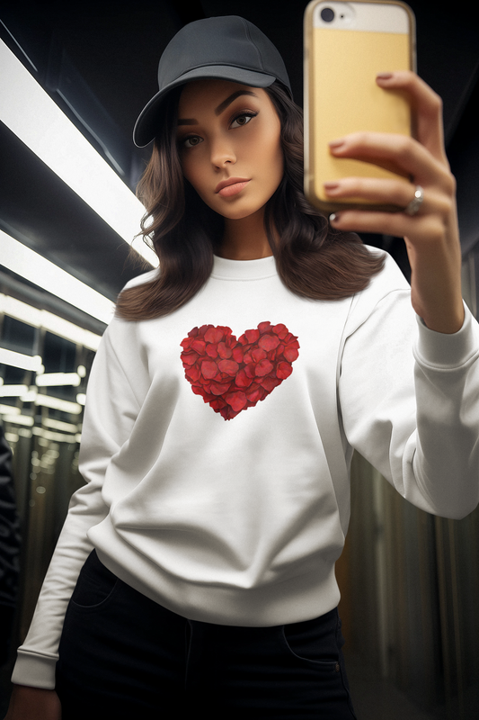 Valentine Rose Petal Heart Sweatshirt