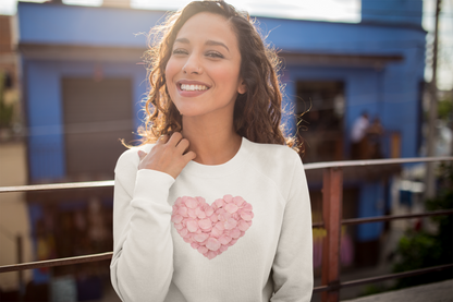 Pink Petal Heart Valentines Sweatshirt