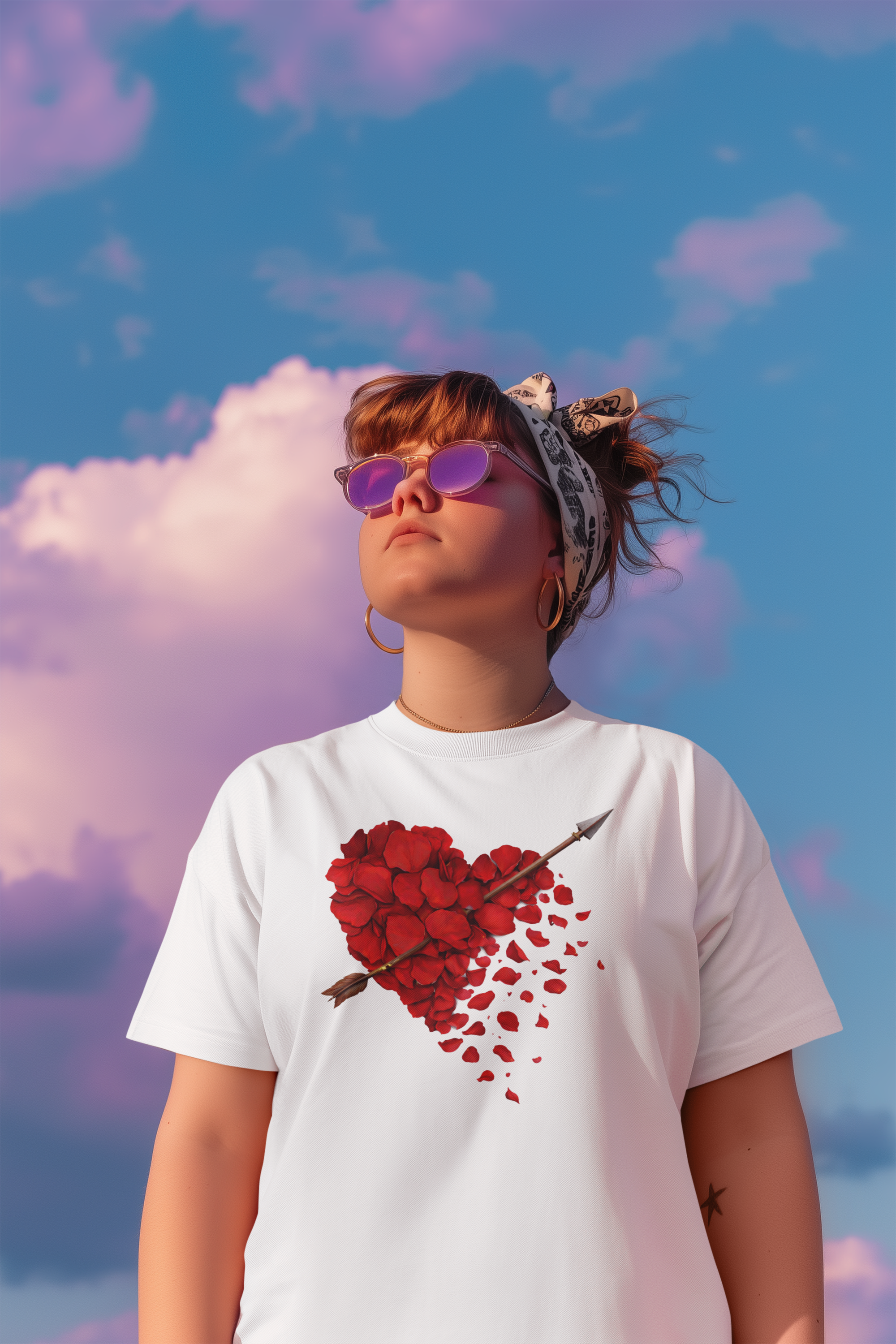 Rose Petal Heart T-Shirt — Arrow-Pierced Romantic Valentine Tee