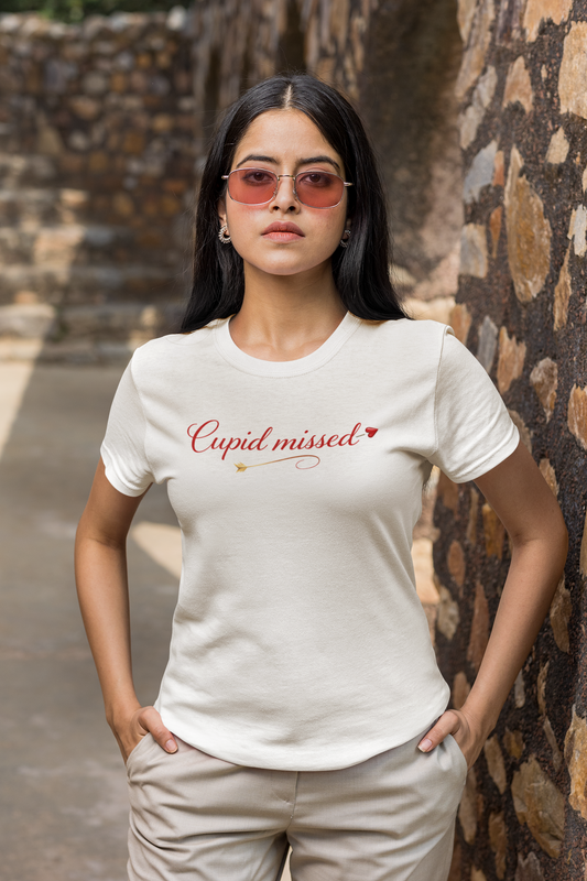 Cupid Missed T-Shirt — Funny Valentine’s Day Shirt with Heart Accent