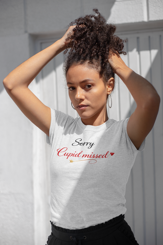 Sorry Cupid Missed Valentine T-Shirt — Funny Anti‑Valentine Tee
