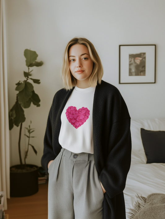 Valentine’s Pink Petal Heart T-Shirt