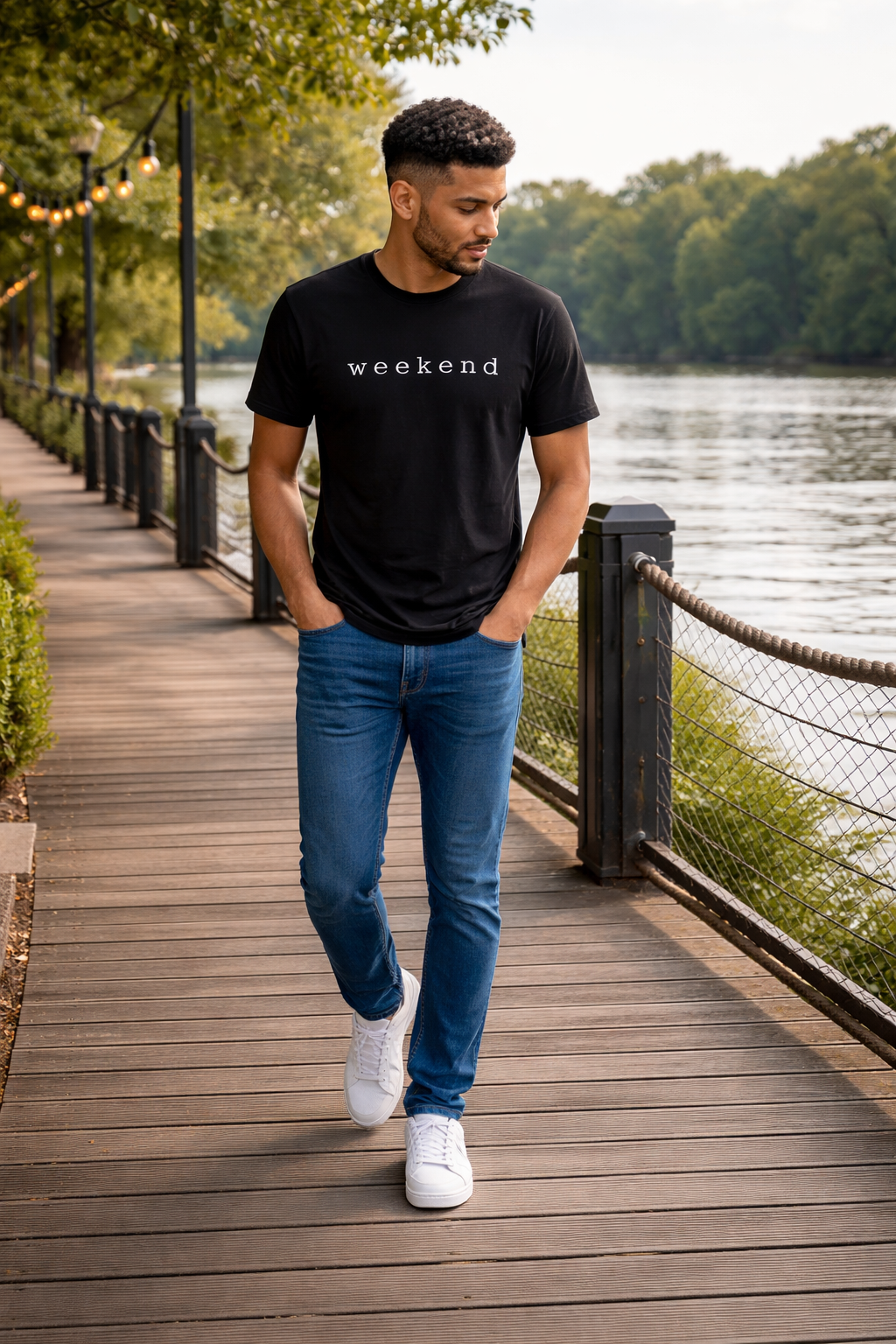 Weekend Minimalist T‑Shirt — 'weekend' Chest Text Cotton Tee
