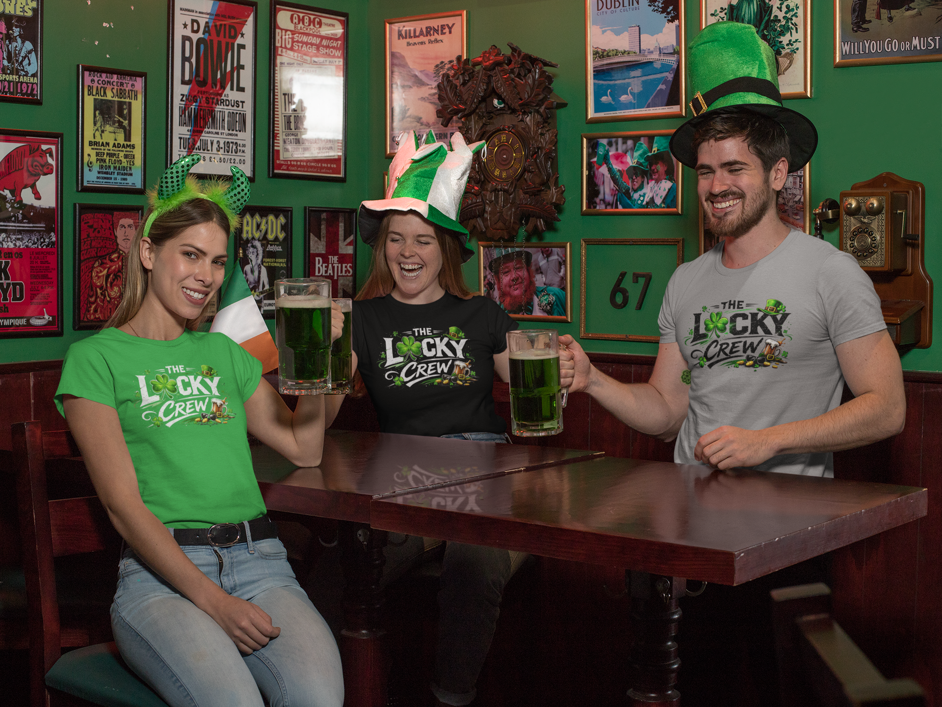 The Lucky Crew T-Shirt – St. Patrick’s Day Shamrock & Leprechaun Design