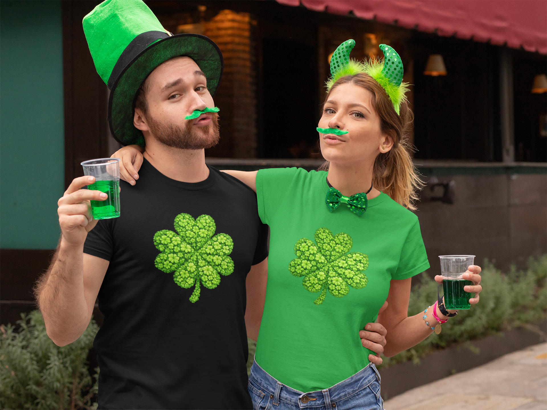 Four-Leaf Clover T-Shirt — Lucky Green Shamrock St. Patrick’s Day Tee