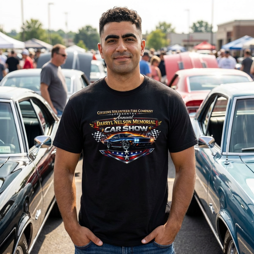 Darryl Nelson Memorial Car Show T-Shirt – Classic Muscle Car Graphic