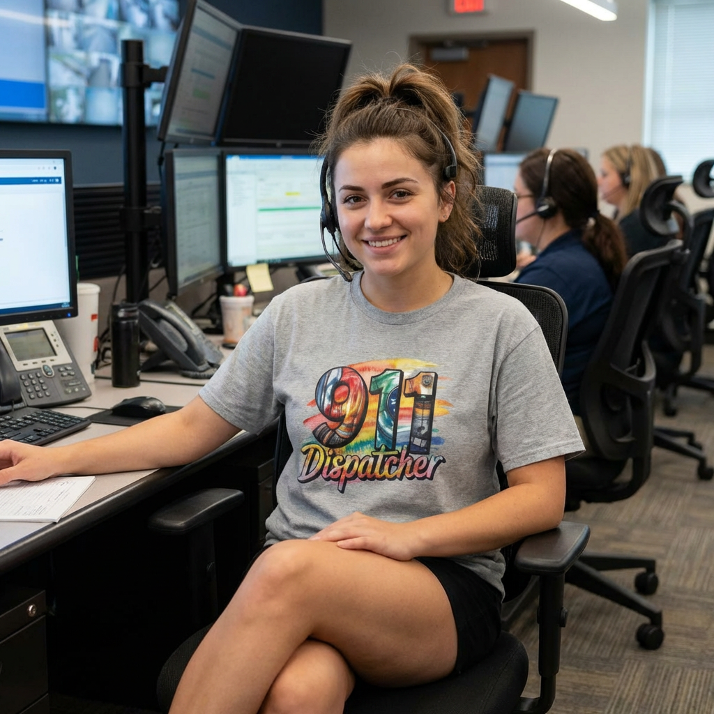 911 Dispatcher T-Shirt – Colorful Emergency Services Tribute Tee
