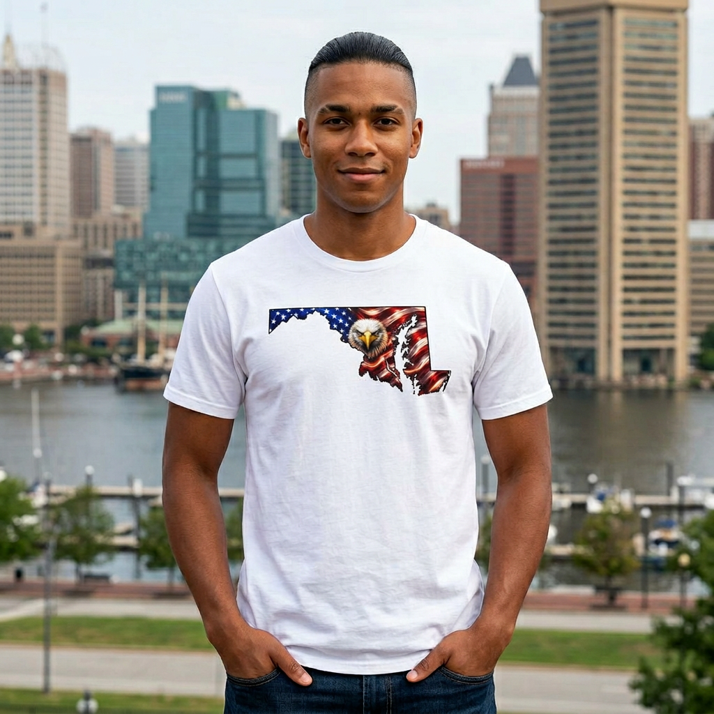 Maryland Flag Eagle T-Shirt – American Pride State Silhouette Tee