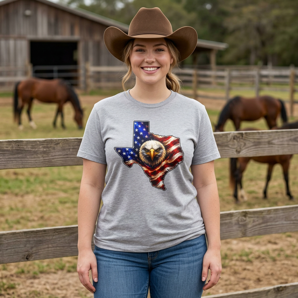 Texas American Flag Eagle T-Shirt — Patriotic Lone Star Tee