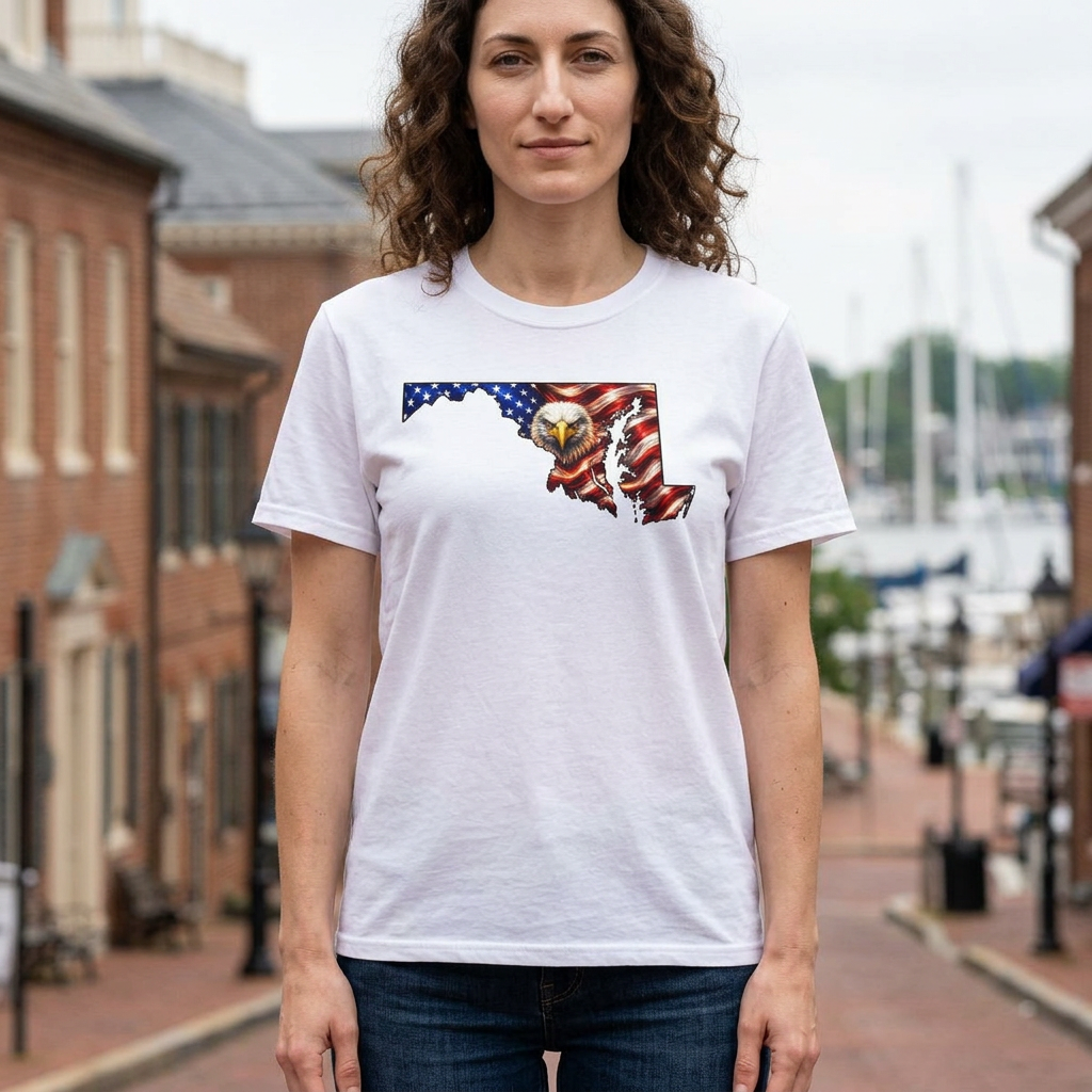 Maryland Flag Eagle T-Shirt – American Pride State Silhouette Tee