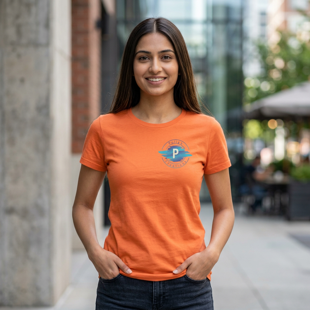 Pollys Kreations Women's Tee — Pastel Surf Logo "P" Casual Beach Shirt