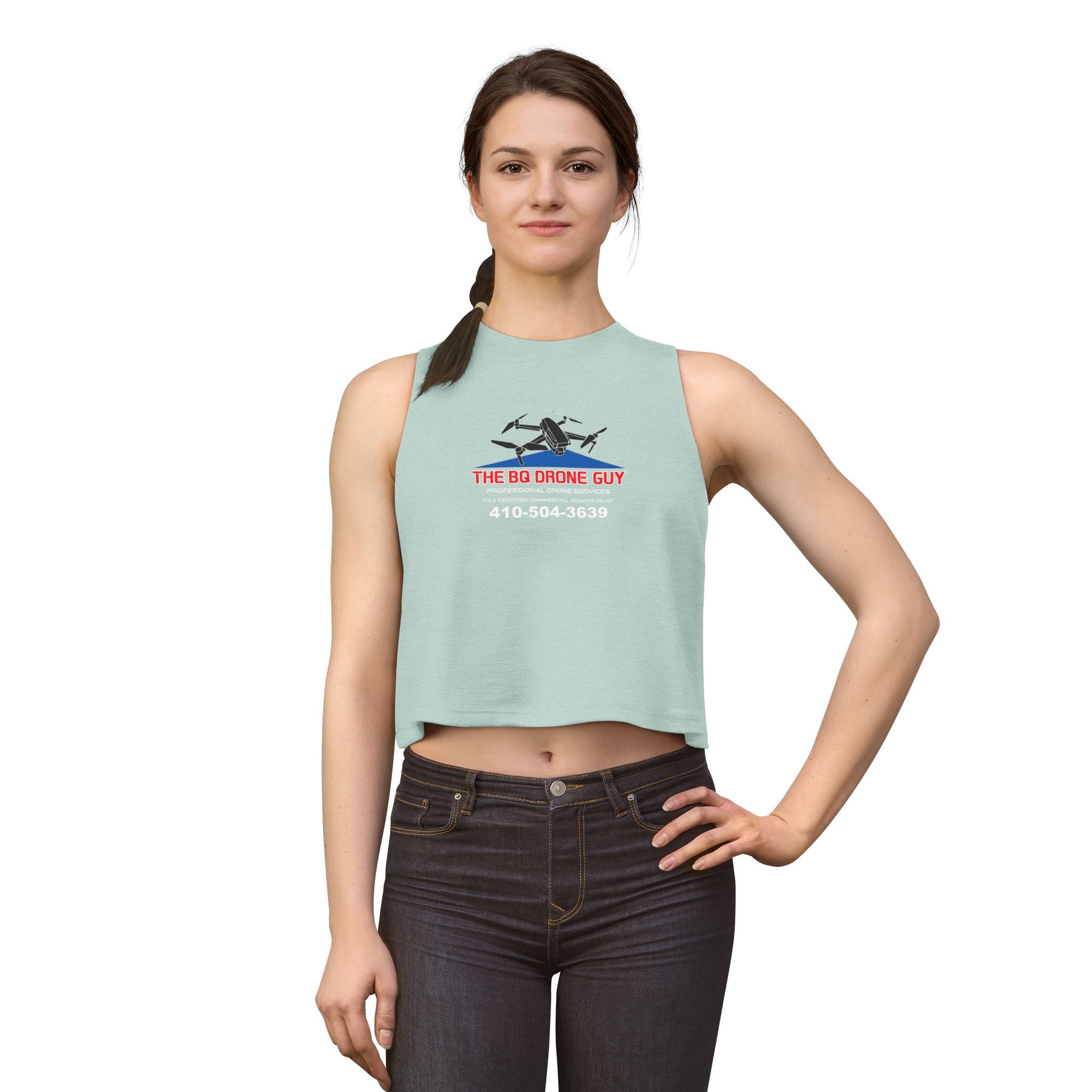 The BQ Drone Guy Graphic Sleeveless Tank crop top