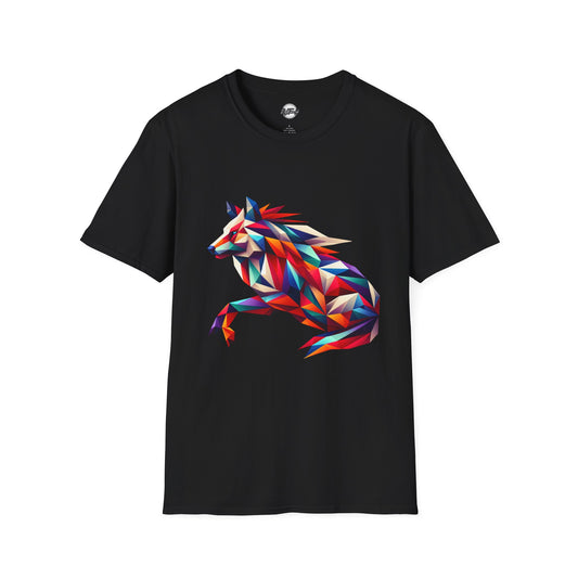 Colorful Geometric Wolf T-Shirt | Unisex Softstyle Tee